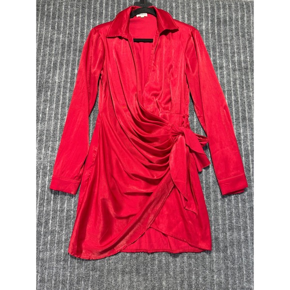 superdown Dresses & Skirts - Superdown Mini Dress Sz M Satin Wrap Side Tie Cocktail Party Romantic